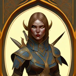 Dunmer warrior, art nouveau, portrait