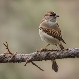 House Sparrow resting on a branch.