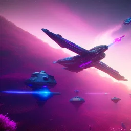 starship glitter alien pink and blue in a galactic ambiance, delicate colors in the foreground, full of details, smooth, light effect，vaporwave colorful, smooth, extremely sharp detail, finely tuned detail, ultra high definition, 8 k, unreal engine 5, ultra sharp focus