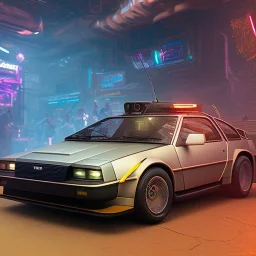 cyberpunk army DeLorean,cyberpunk 2077,center composition, ultra realistic,shiny, smooth, studio quality, octane render, Surrealism, Triadic colour scheme,glow-stick, ambient lighting,nightclub lighting, polaroid, 100mm, --ar 1:1 --v4