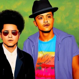 Painting of Bruno mars and Anderson paak