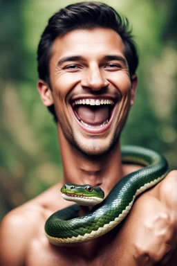 one snake with human smile