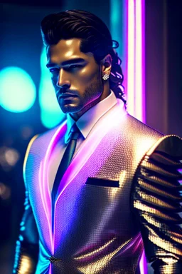 Smocking, evening suit, greek gods, cyberpunk smocking, neon smocking, epic