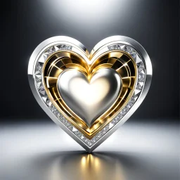 a clony of golden and silver around diamond heart sighn rotating