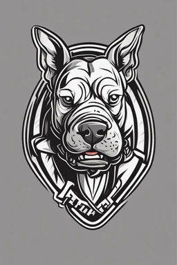 angry bull terrier hockey logo, thick lines, vector