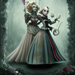 extrem tim burton style of the evil stepsisters, sharp focus