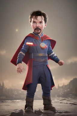 Doctor strange toddler, angry, full body, jump, bokeh, hyper realistic