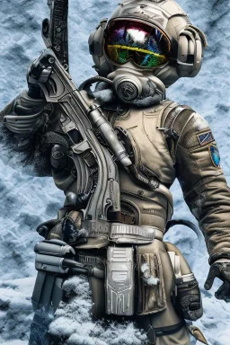 diver like a aggressive snow man,with the gun,hi quality detail,hi quality textures,cinematic,realistic,