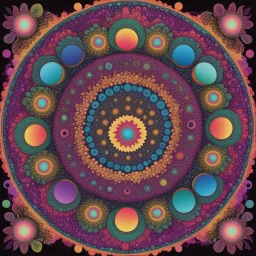 hip hop physchedelic fractal colourful mandala circles for an album cover