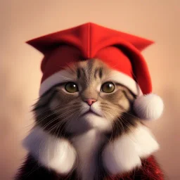 a beautiful portrait of a cute king cat dressed as santa, by greg rutkowski and wlop, high key lighting, volumetric light, digital art, highly detailed, fine detail, intricate, ornate, complex, octane render, unreal engine, photorealistic unreal 5, octane render, cinema4d, redshift render, hyper realistic, cenematic, vibrancy, synthwave, retouch, centered, dynamic lighting, dramatic lighting, 4k, highly detailed, attractive beautiful, realistic, epic composition, holographic,