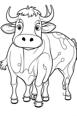 coloring page for kids, COW, cartoon style, thick outline, low details, no shading, no color