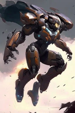 A battle iron suit with the ability to fly