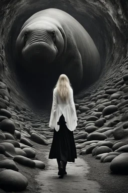 Lost in the labyrinth of politics, Alice walks with weary steps. Her futile campaign echoes in the hollow void. A tapping, a haunting presence, disrupts her futile musings. The absurd walrus emerges, foreboding and mocking her aspirations. "Nevermore," it utters, a hollow refrain of desolation. Alice, trapped in the cycle of questioning and despair, finds no solace. The walrus, perched upon Pallas' bust, symbolizes her torment. In the end, she is left alone, condemned to the relentless grip of f