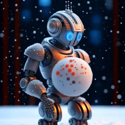 inbred media robot with fur holding a sphere with snow inside, motion blur, 8k, downlight, soft light, depth of field, photorealism, trending on art station, lotsa detail