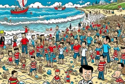 where's Wally but with elon musk big image beach