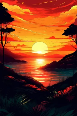 Art illustration sunset