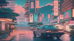 soothing 80s Japanese city ,