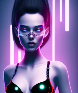 Black bra, cyberpunk,