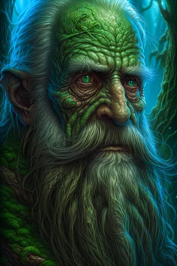 Swamp Thing, real old man with long beard looks like a alien character, ominous, facepaint, waist up portrait, intricate, oil on canvas, masterpiece, expert, insanely detailed, 4k resolution, retroanime style, cute big circular reflective eyes, cinematic smooth, intricate detail , soft smooth lighting, soft pastel colors, painted Renaissance stylestyle