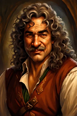 High Quality Painted Portrait of an older handsome Elven Swashbuckler that looks like Inigo Montoya