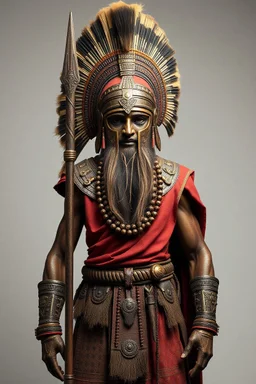 Traditional Sumerian warrior full body front view, studio photograph, very aesthetic, highly detailed, brilliant composition, hyper realistic, photorealistic, subsurface scattering matt painting