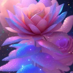  glitter and cristal flower pink and blue in a galactic ambiance, delicate colors in the foreground, full of details, smooth, light effect，vaporwave colorful, smooth, extremely sharp detail, finely tuned detail, ultra high definition, 8 k, unreal engine 5, ultra sharp focus