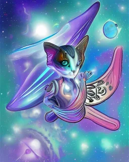 futuristic butterfly cat space