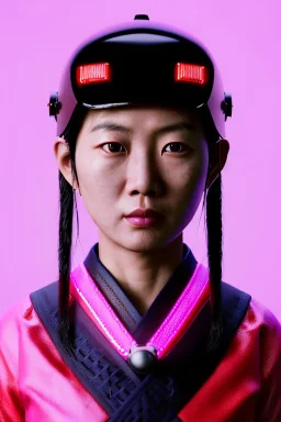 portrait, Asian woman samurai warrior :: symmetry photography, cyberpunk style :: helmet, army, japanese traditional ornaments, pink, white, black, led wires, glow eyes, cinematic, Ultra realistic, dark scene, soft color, highly detailed, unreal engine 5, RTX, ultra detail, 3d, finely drawn, high definition.