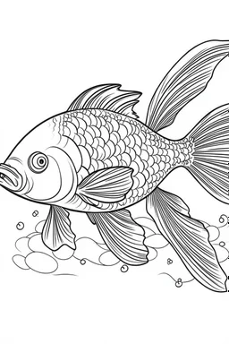 outline art for Fish coloring pages with sitch, white background, Sketch style, full body, only use outline, dementia patients style, clean line art, white background, no shadows and clear and well outlined.