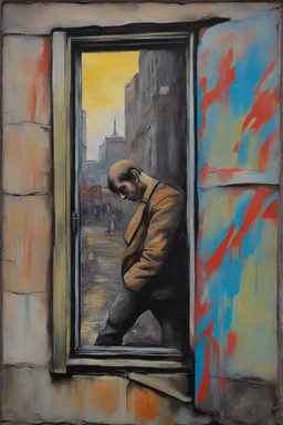 art, painting, street art, street, russian depression, music album, from the window, depression, russian 90, post punk