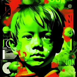 neon (\"Vegetarian association\", TEXT LOGO),(Double exposure:1.3) When be little child,design another hood,(art reminiscent of the graphic novel Sandman series, by Dave McKean), found photos and magazine clipping digitally painted on and spliced together