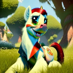 cute disney animation style pony, 8k resolution, ultra hyperdetailed, Unreal Engine 5, very small details, realistic, normal colours, realistic lighting, complex 3d render, cinema 4d