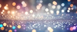 Abstract bokeh background of colorful glowing lights with soft focus in bright sunlight.silver and light glitter texture christmas abstract background.