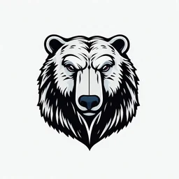 a logo for polar bear which use for meme coin crypto world with details and text of POL with good font under head of bear