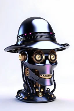 photo realistic AI robot Gamer Head with hat