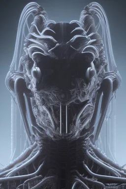 evil predator, alien, tron, head, bitcoin eyes, 8k, finely detailed, dark light, photo realistic, hr giger, cyberpunk