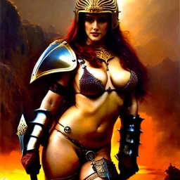 portrait 'beautiful stunning Sexy Extra busty RedSonja naked ',ancient metal armor and Helmet ,painting by gaston bussiere, greg rutkowski, yoji shinkawa, yoshitaka amano, tsutomu nihei, donato giancola, tim hildebrandt, oil on canvas, cinematic composition, extreme detail,fit full head inside picture,32k