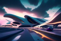 Airport Zaha Hadid digital art 8k