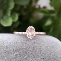 delicate thin ring with tiny diamonds and morganite, rose gold, thin ring