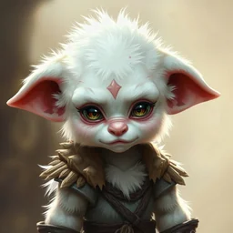 female gnoll child cute pure white fur