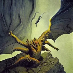 Demons, Dragon flying, Crystals, Caves, Fantasy Art, Wyeth