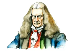 portrét Isaac Newton akvarel