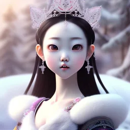 smooth hyper realistic, beautiful smiled Japanese goddess in crown, pale colors, dark cosmos background, cat еye, extremely sharp detail, finely tuned detail, ultra high definition, 8 k, unreal engine 5, ultra sharp focus, accurate sword wings, positive smile, lot of details, fit within portrait, Ambiance winter, perfect composition, perfect hair, perfect hands, finger up gestures