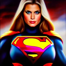 portrait of beautiful busty Supergirl painting by Brom , oil on canvas, cinematic composition, extreme detail,fit full head inside picture,8k