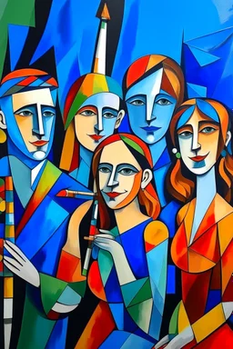 picasso style cubism 5 people