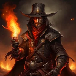 fantasy wild west bandit fire mage grimdark realistic