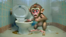 half monkey half boy flushes toilet over and over