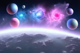 cosmos, ufo, sky blue pink