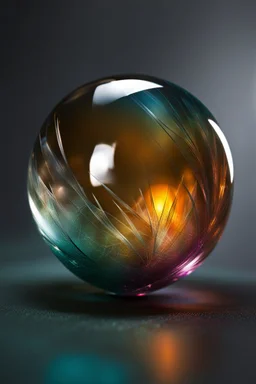 "A delicate cracked glass sphere, ethereal colours, fine fract...