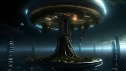 the last tree, city of the future year 4222, portal to space, very realistic,